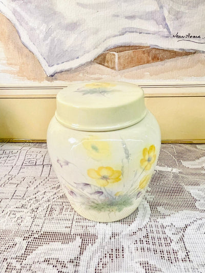 Vintage Floral Porcelain Lidded Jar – Cottage Decor