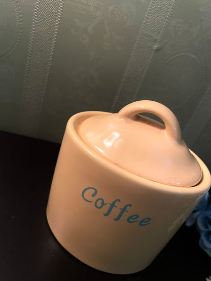 Vintage Ceramic Coffee Storage Jar with Lid 6.5 Inch