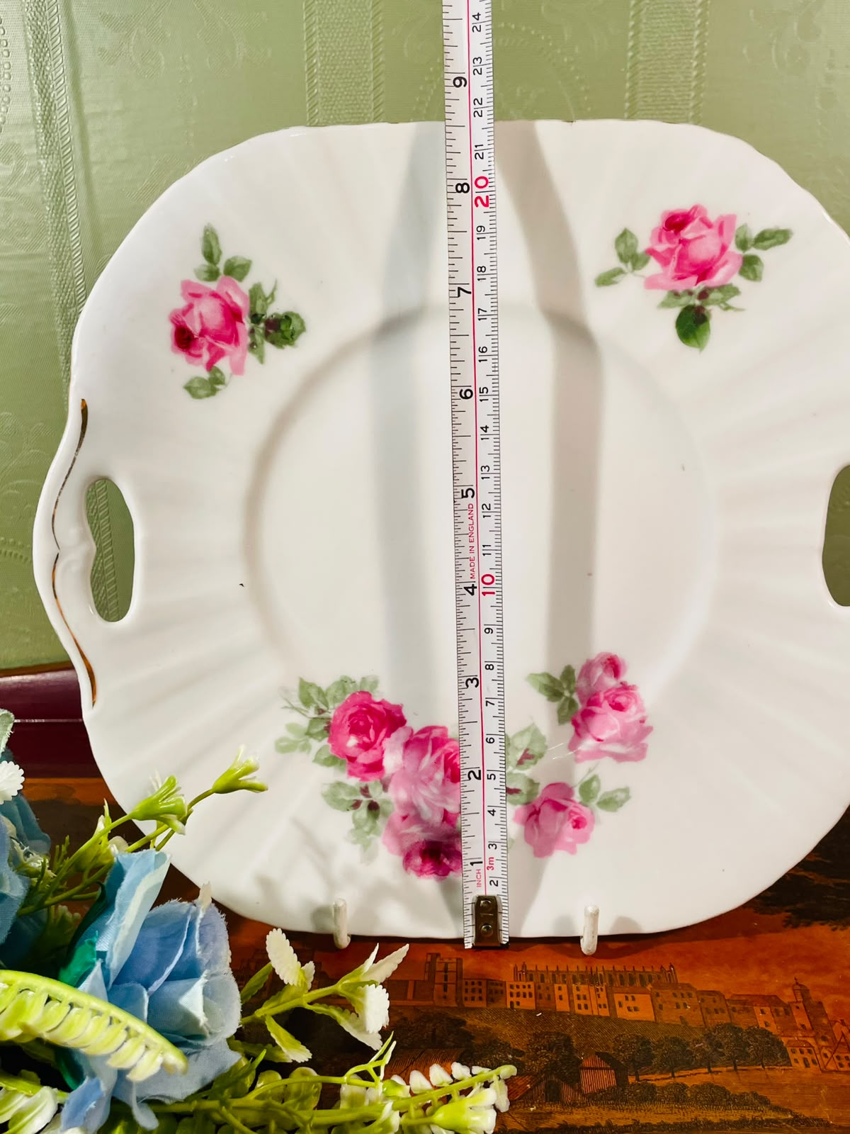 Pink Rose Handled Fine Bone China Serving Platter – 8 Inch