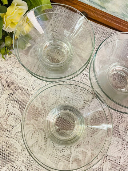 Set of 6 Vintage Clear Crystal Glass Dessert Bowls with box