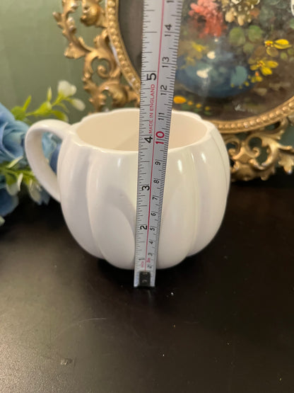 White Pumpkin Shaped Ceramic Mug