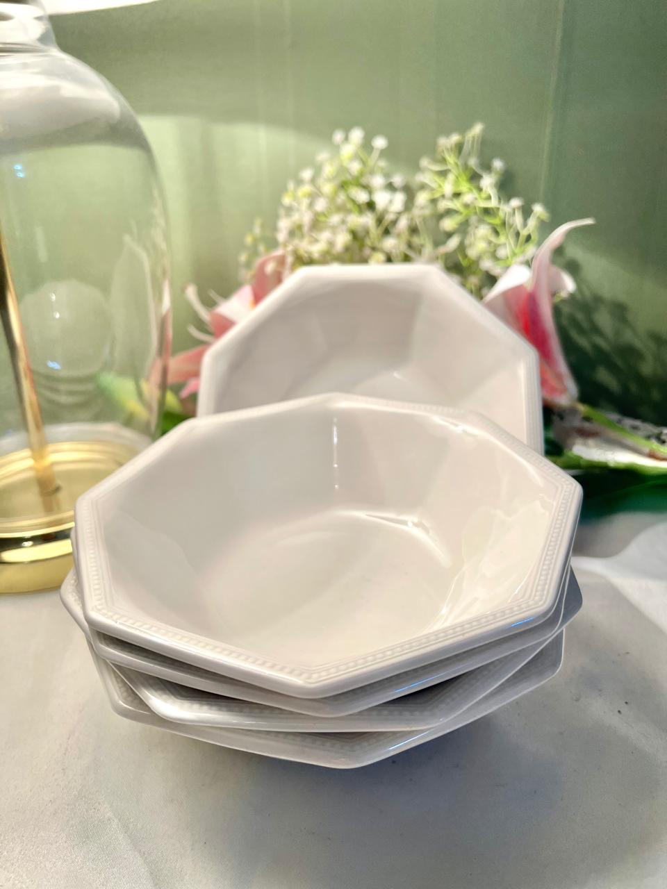 Johnson Brothers White Octagonal Bowls Set of 5 – Made in England