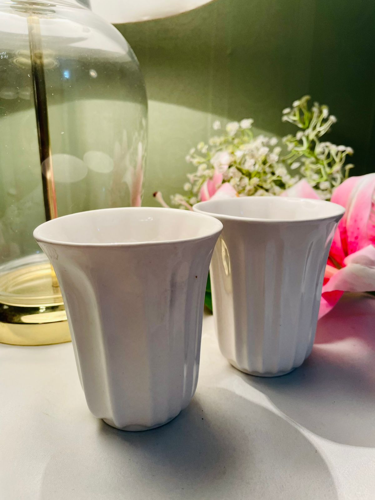 Hotel Chocolat White Ceramic Cups Set of 2 11 cm