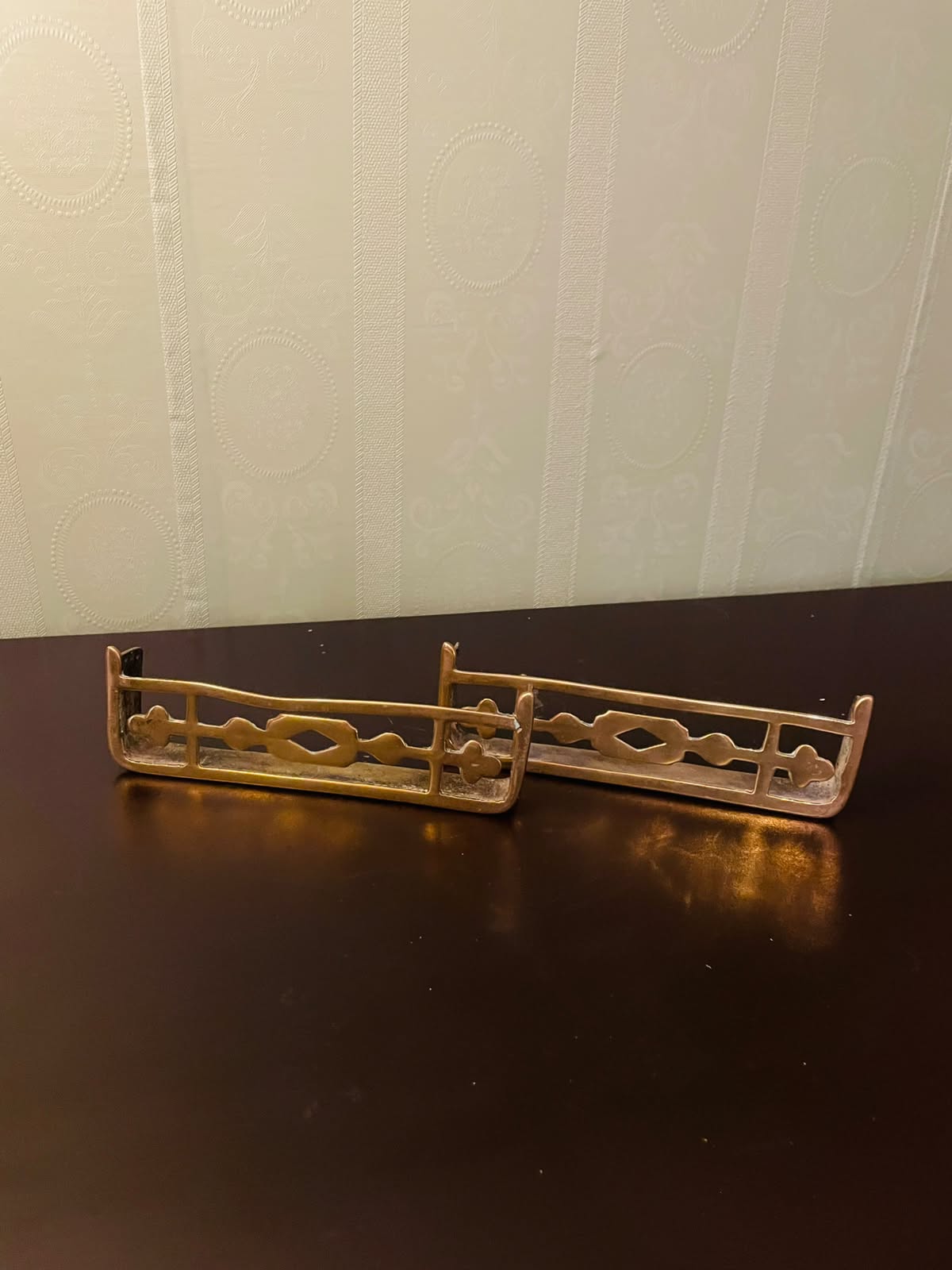 Vintage Brass Fireplace Fender Mantel Hearth Guard Set of 2