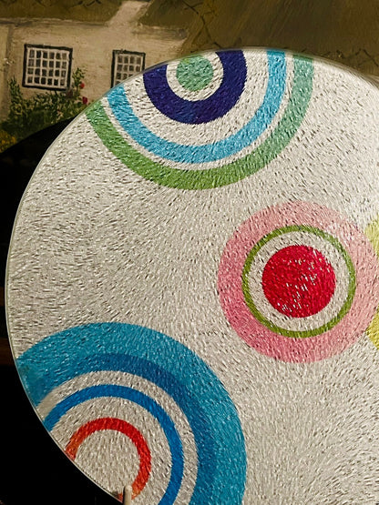 Modern Textured Glass Decor Plate — Multicolor Circle Design