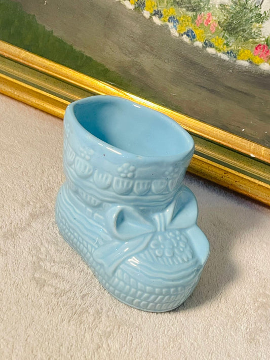 Vintage Haeger Baby Bootie Planter – Light Blue Art Pottery – Made in USA | Decorative Ceramic Gift