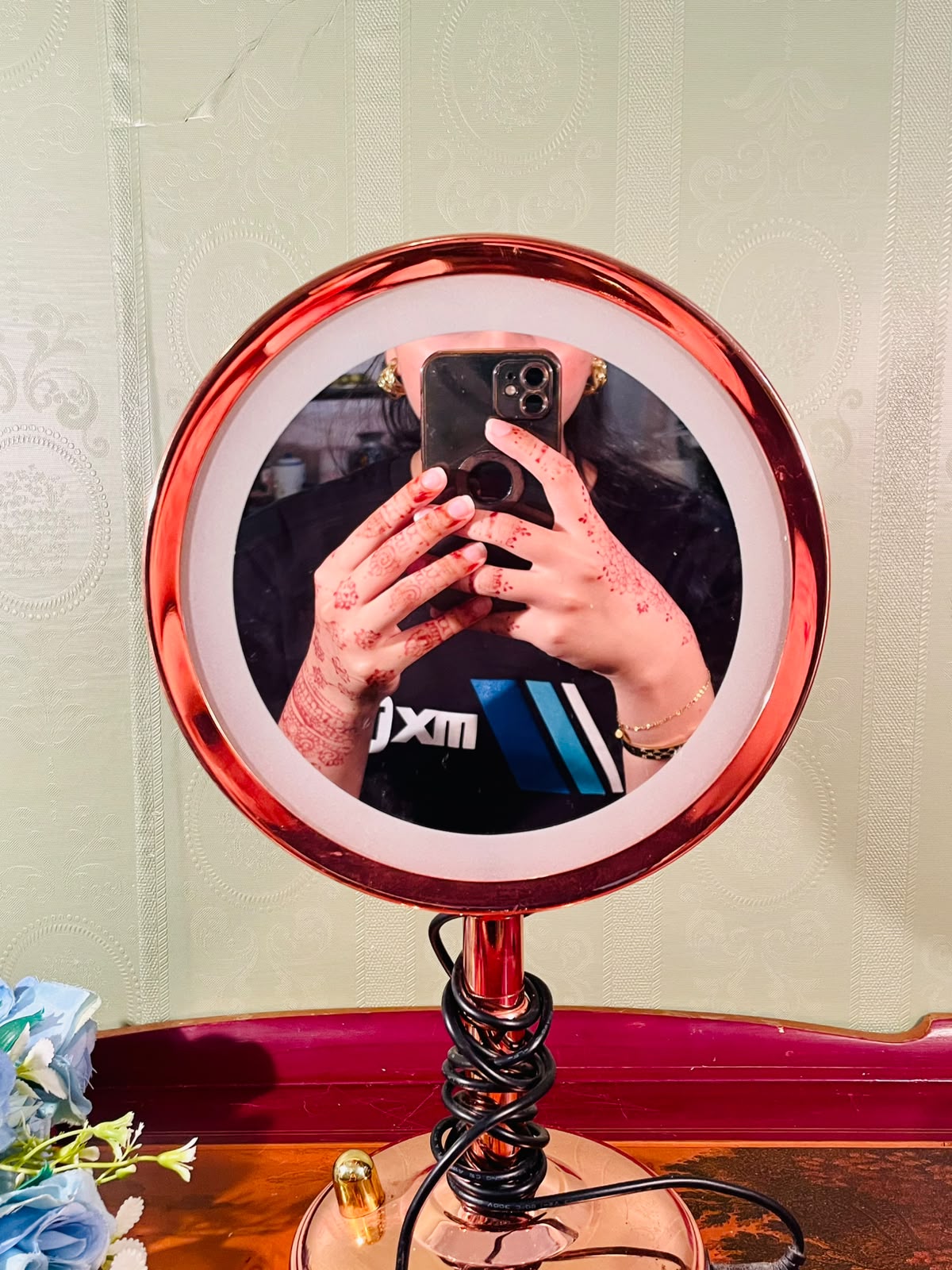 Rose Gold Lighted Vanity Mirror – 12 Inch