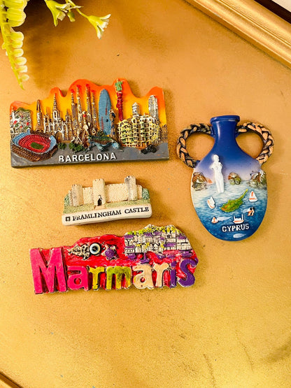 Vintage Travel Souvenir Fridge Magnets Set (4 Pieces)