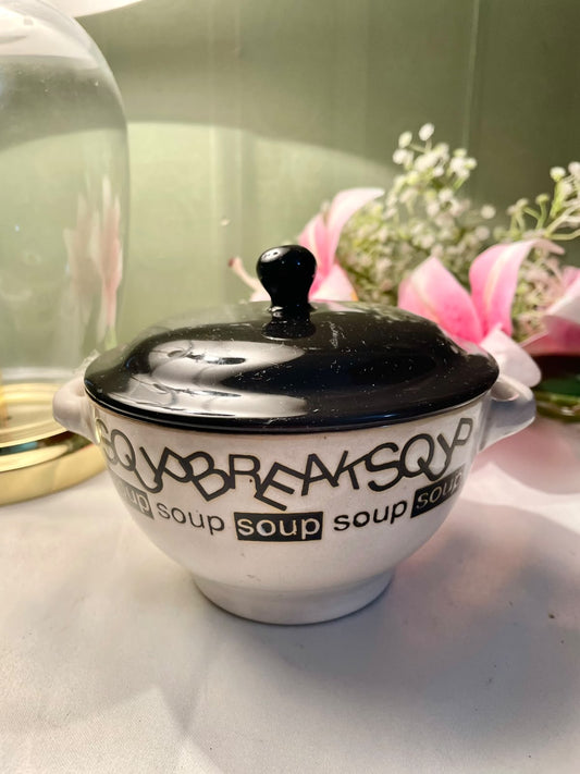 Home Sweet Home Black & White Soup Tureen 15 cm