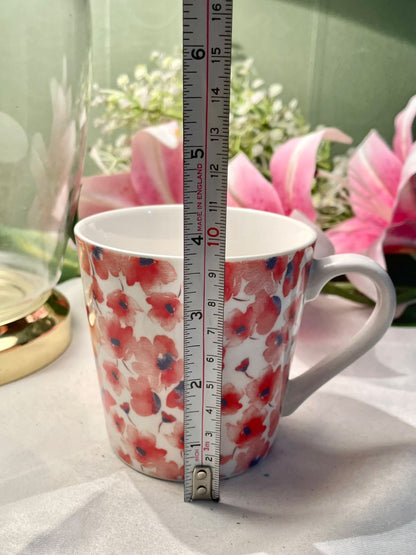 Sainsbury's Floral Ceramic Mug Pink Red 10.5cm - 1 Piece