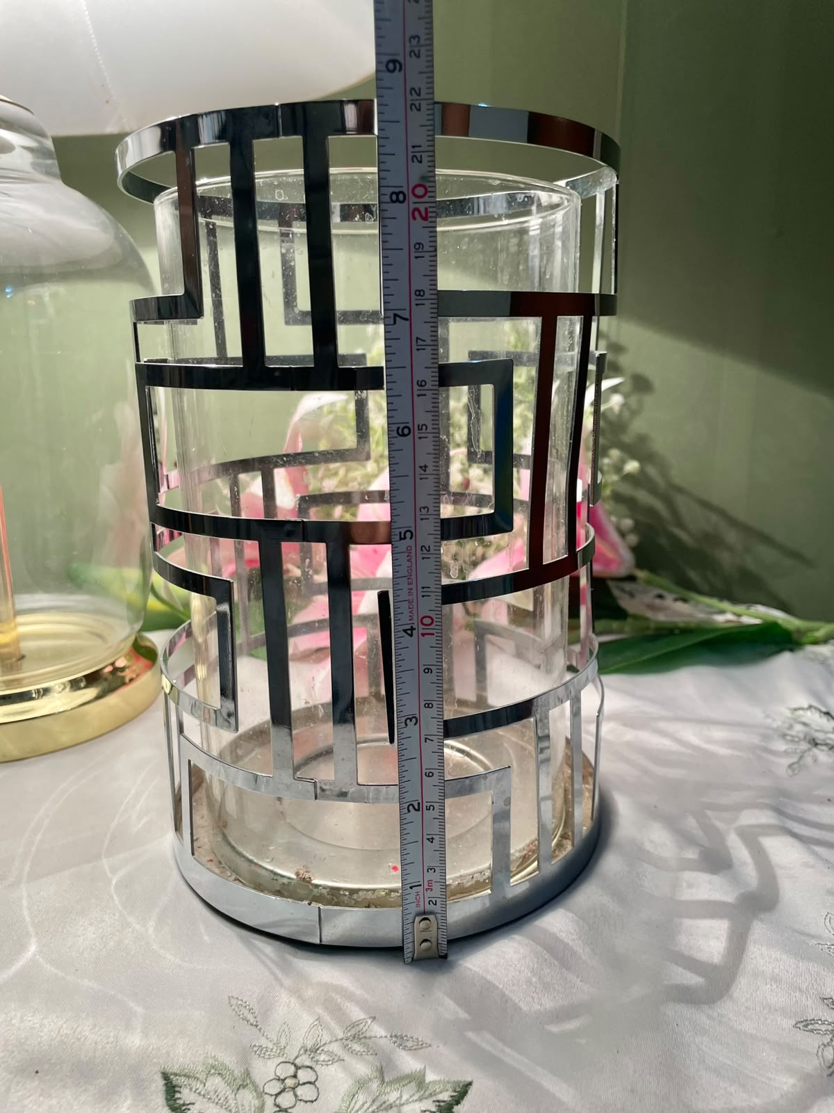 Geometric Cylinder Candle Lantern 8.5 Inch