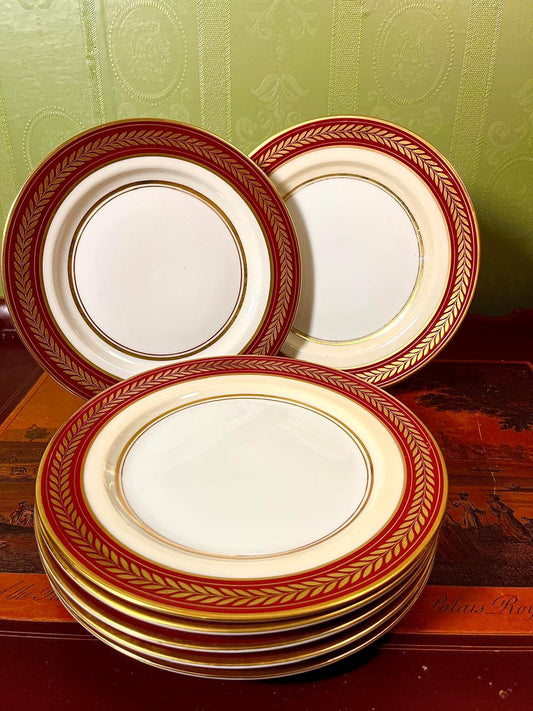 Royal Bayreuth Bavaria Medium Plates | Burgundy & Gold Laurel Border | Set of 6