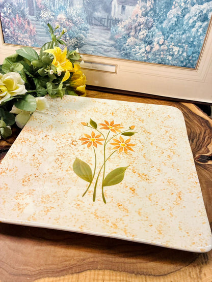 Hand Painted Floral Ceramic Serving Tray Platter