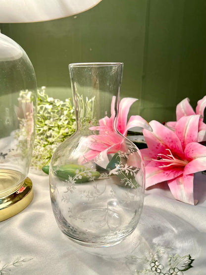 Etched Crystal Carafe / Decanter – Approx. 8 Inch