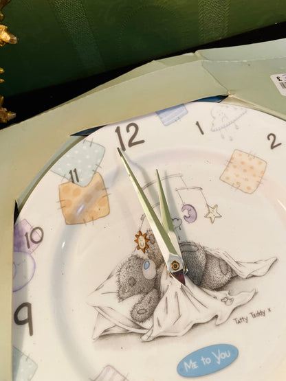 Teddy Wall Clock 8 Inch Nursery Decor
