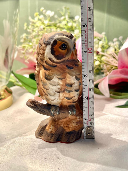 Brown Owl Ceramic Figurine on Branch 11.5cm - 1 Piece