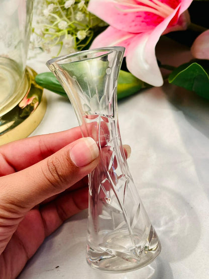 Vintage Clear Crystal Bud Vase 4.75 in