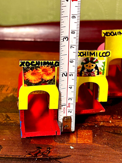 Vintage Xochimilco Mexico Miniature Trajinera Boats Set of 3 Folk Art Souvenirs