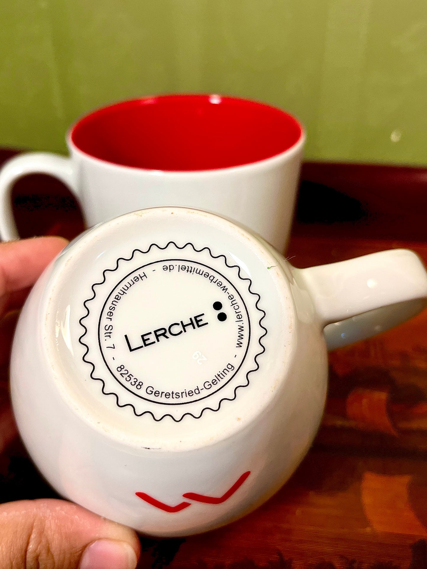 Lerche Matica Technologies Red & White Mugs Set of 2 10cm