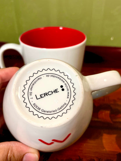 Lerche Matica Technologies Red & White Mugs Set of 2 10cm