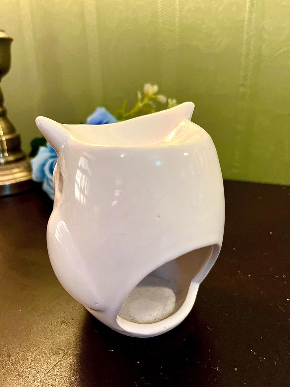 White Ceramic Owl Oil Burner | Wax Melt Burner Home Décor