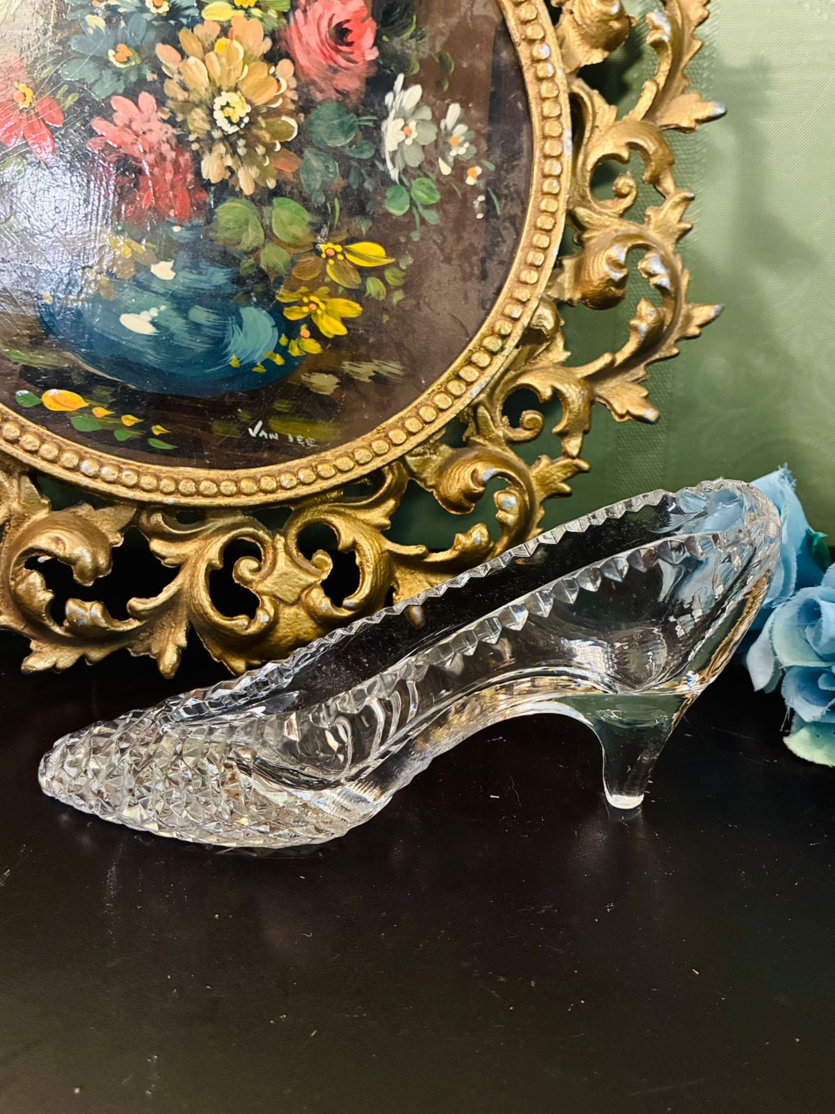Vintage Crystal High Heel Shoe Trinket Dish