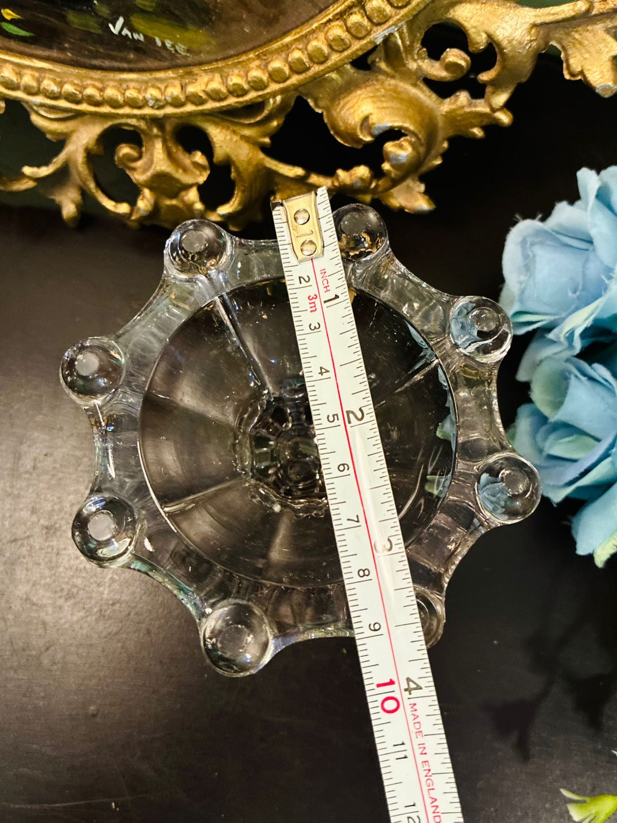 Vintage Clear Pressed Glass Footed Bonbon Dish