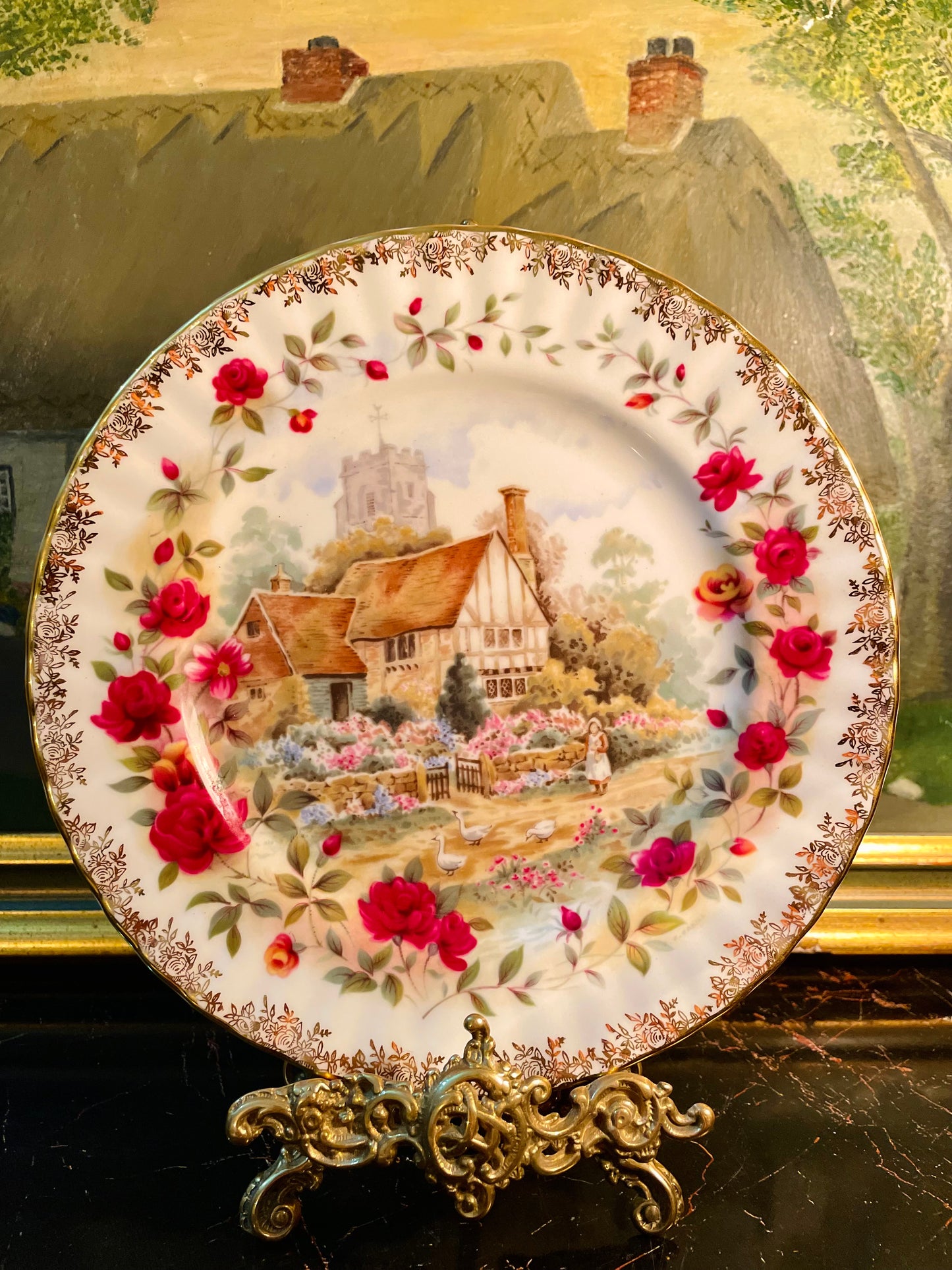 Royal Albert - Set of 4 - “Four Seasons” Decorative Plate by F.F. Errill | 22kt Gold Trim