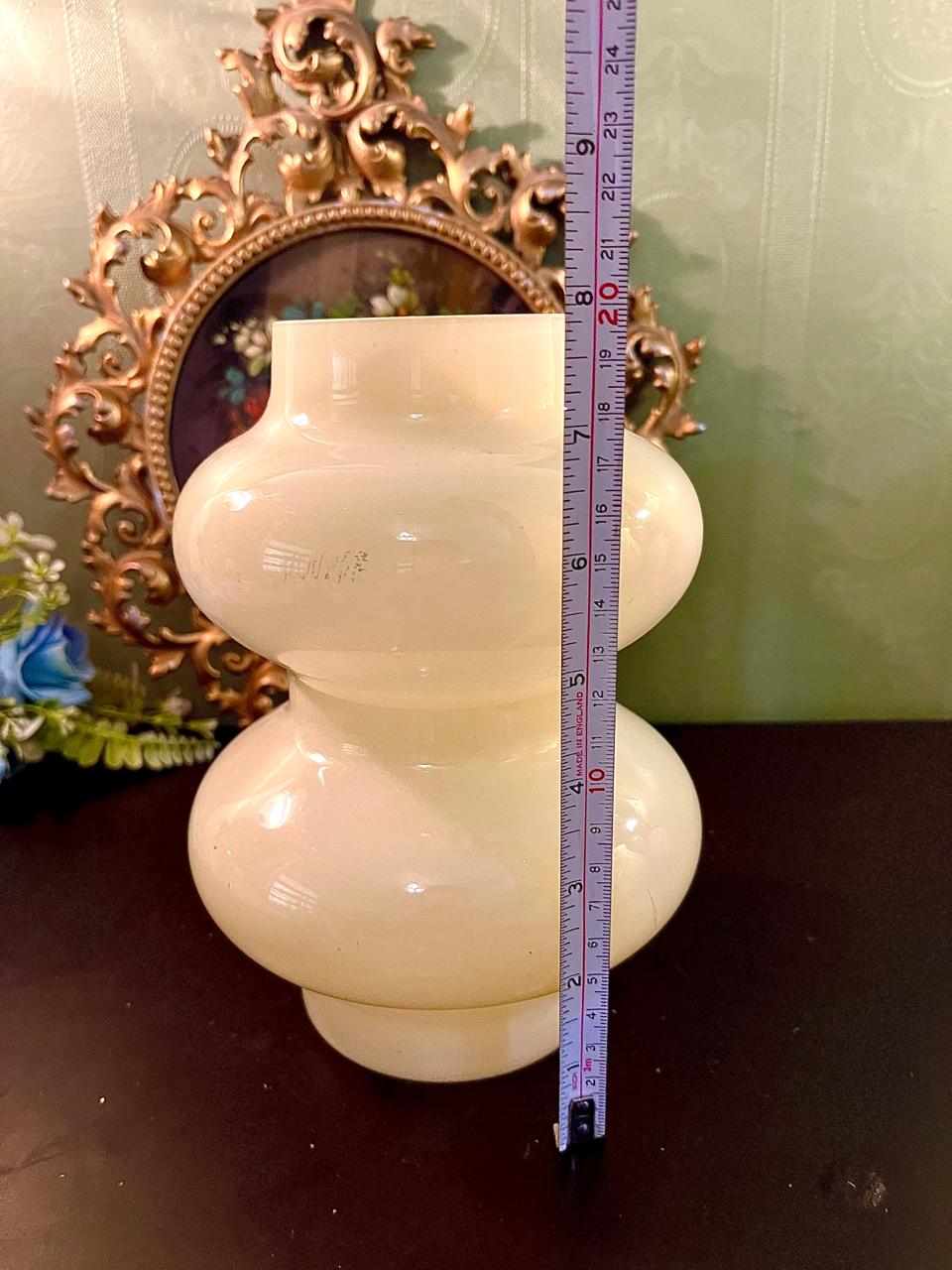 White Milk Glass Bulb Decorative Vase