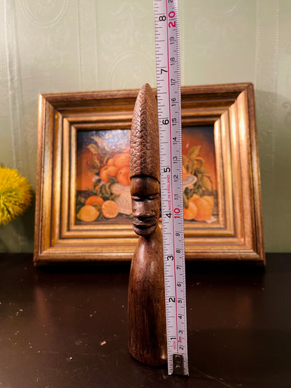 Vintage Hand-Carved Wooden Tribal Figurine – 16 cm