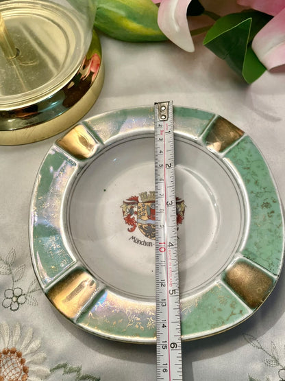 Vintage Crest Ceramic Ashtray Metallic Lustre 6 in