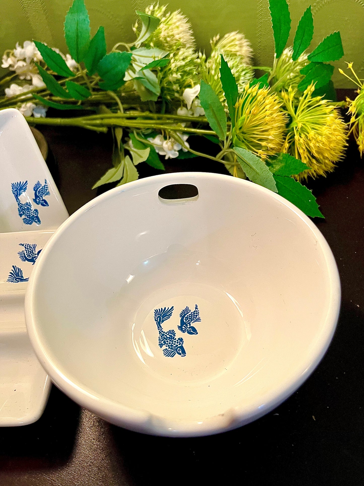 Vintage Blue Fish Ceramic Serving Set – 3 Pieces