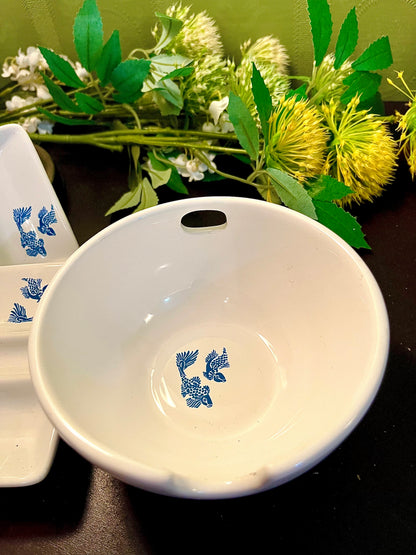 Vintage Blue Fish Ceramic Serving Set – 3 Pieces