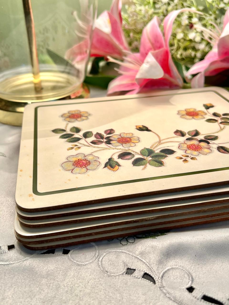 Vintage Marks & Spencer "Autumn Leaves" cork-backed  Placemats Set of 6 Approx. 25 cm