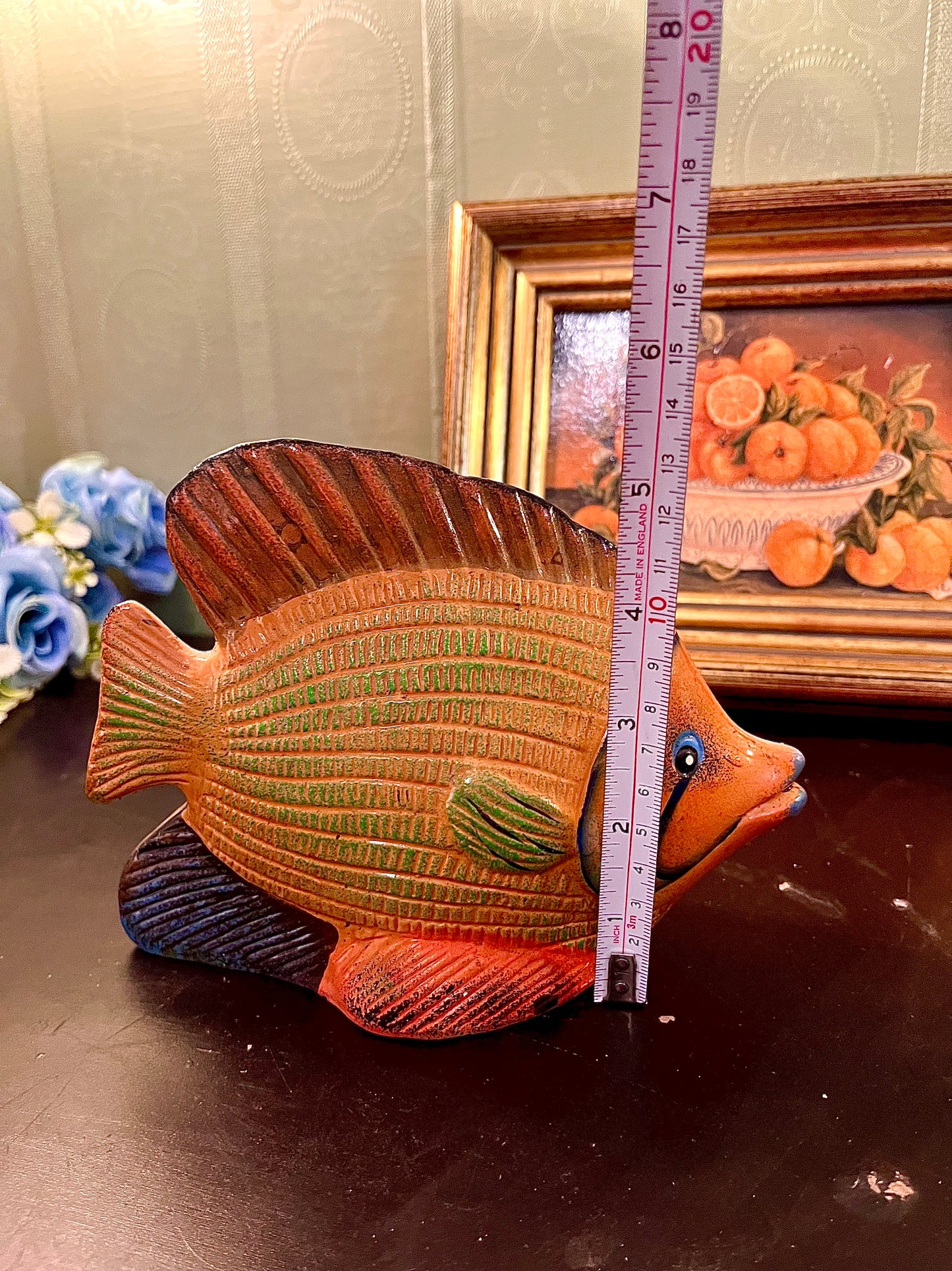 Decorative Tropical Fish Figurine – Orange Coastal Ornament