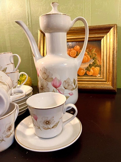 Vintage Floral Coffee Set with Coffee Pot – 11 Piece
