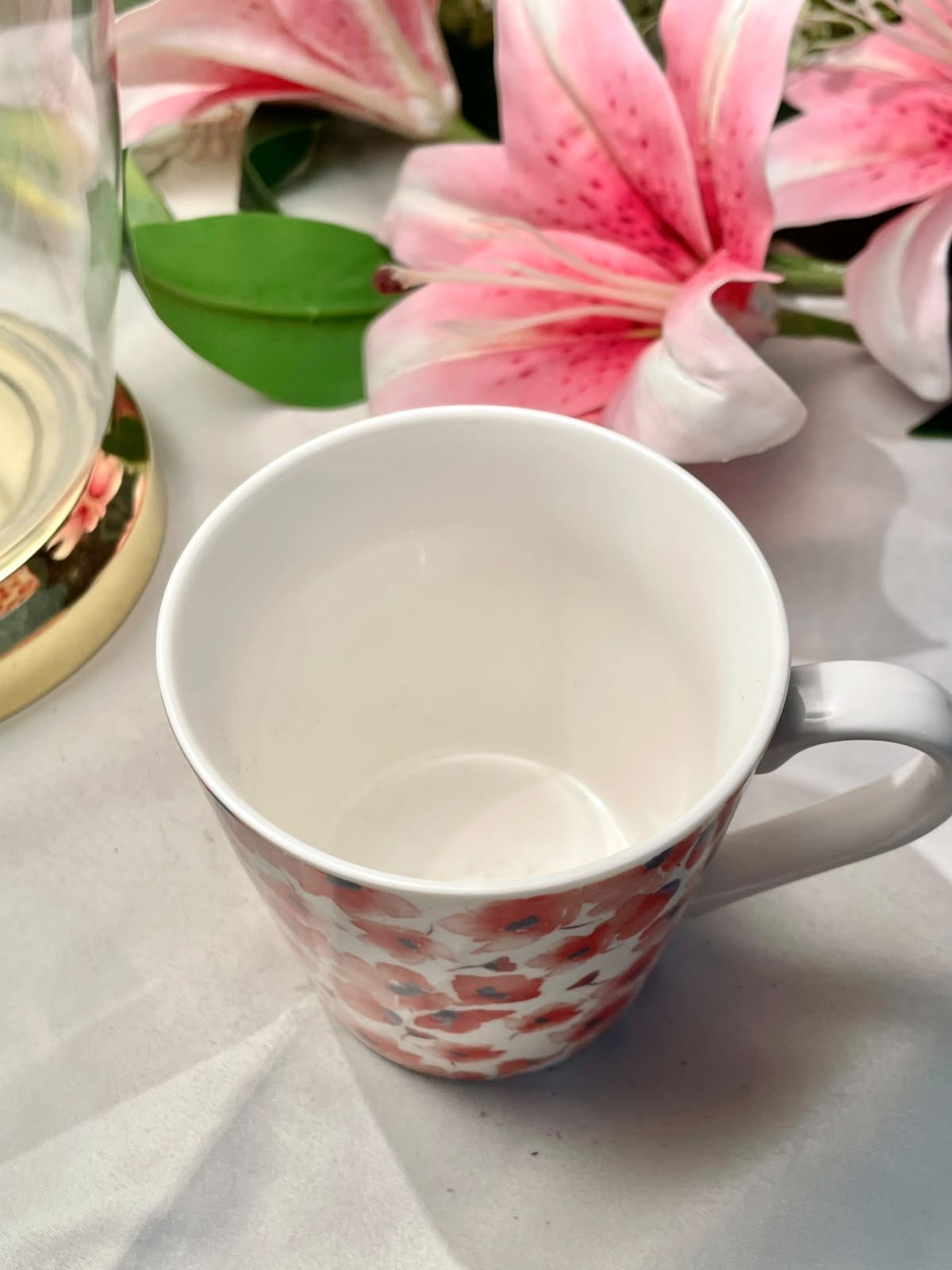 Sainsbury's Floral Ceramic Mug Pink Red 10.5cm - 1 Piece