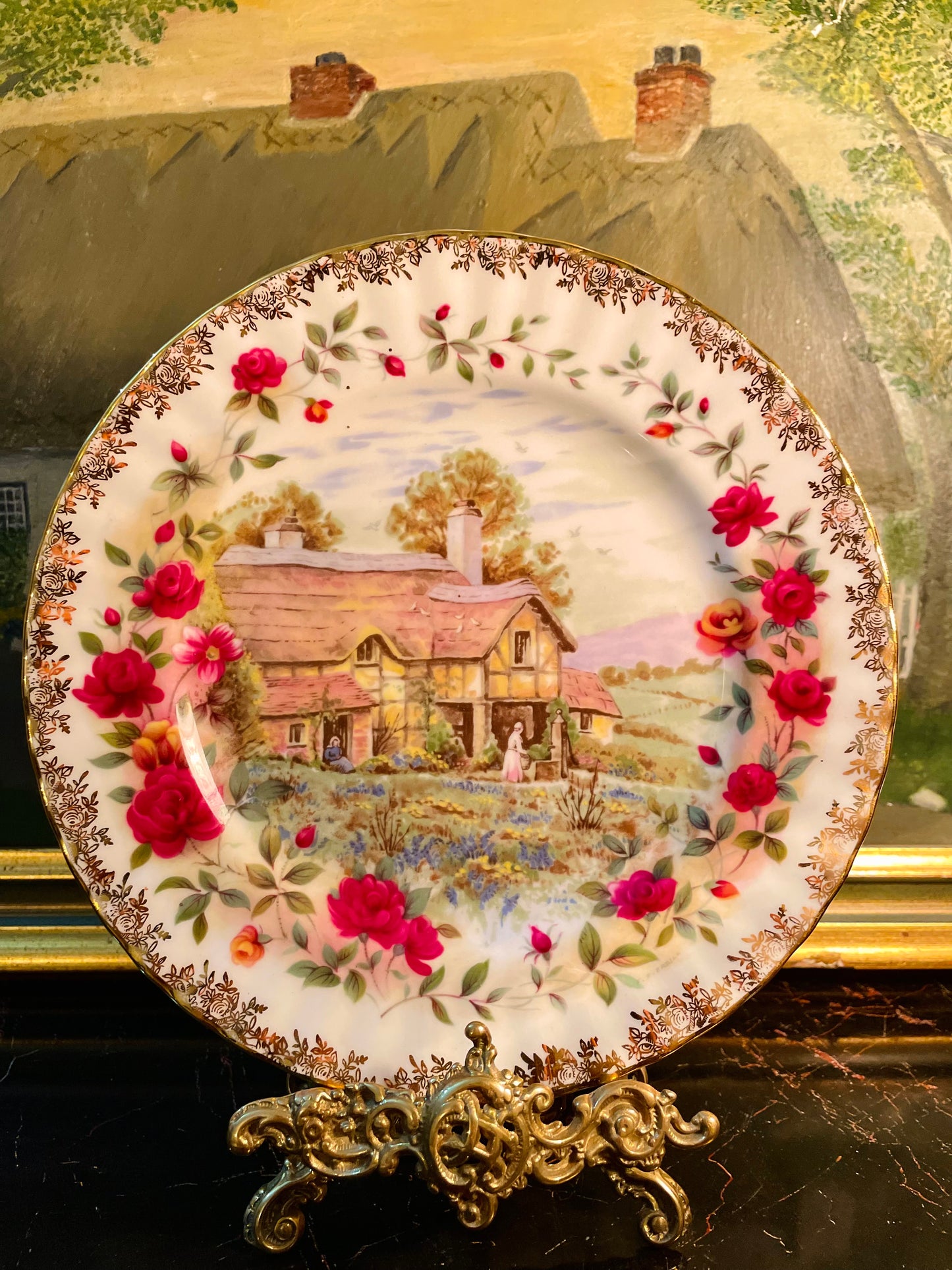 Royal Albert - Set of 4 - “Four Seasons” Decorative Plate by F.F. Errill | 22kt Gold Trim