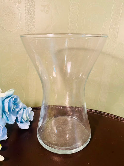 Large Clear Crystal Hourglass Vase – 7.5 Inch Decorative Flower Vase