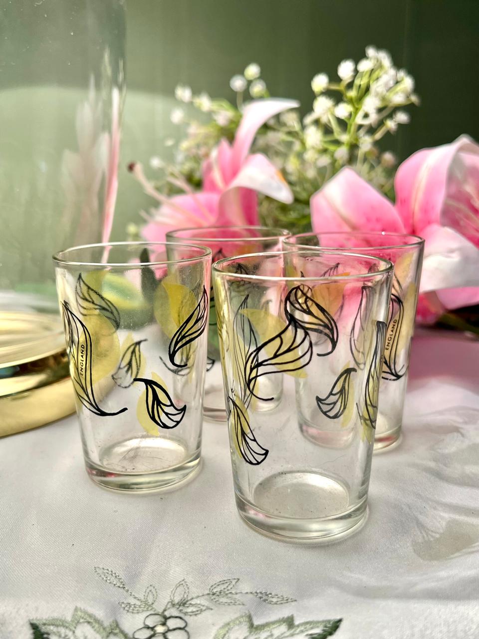 4pc Clear Crystal Leaf Print Tumblers – Approx. 3 Inch