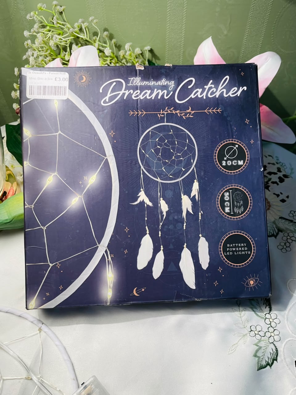 White Light-Up Dreamcatcher Wall Hanging Approx. 20 cm