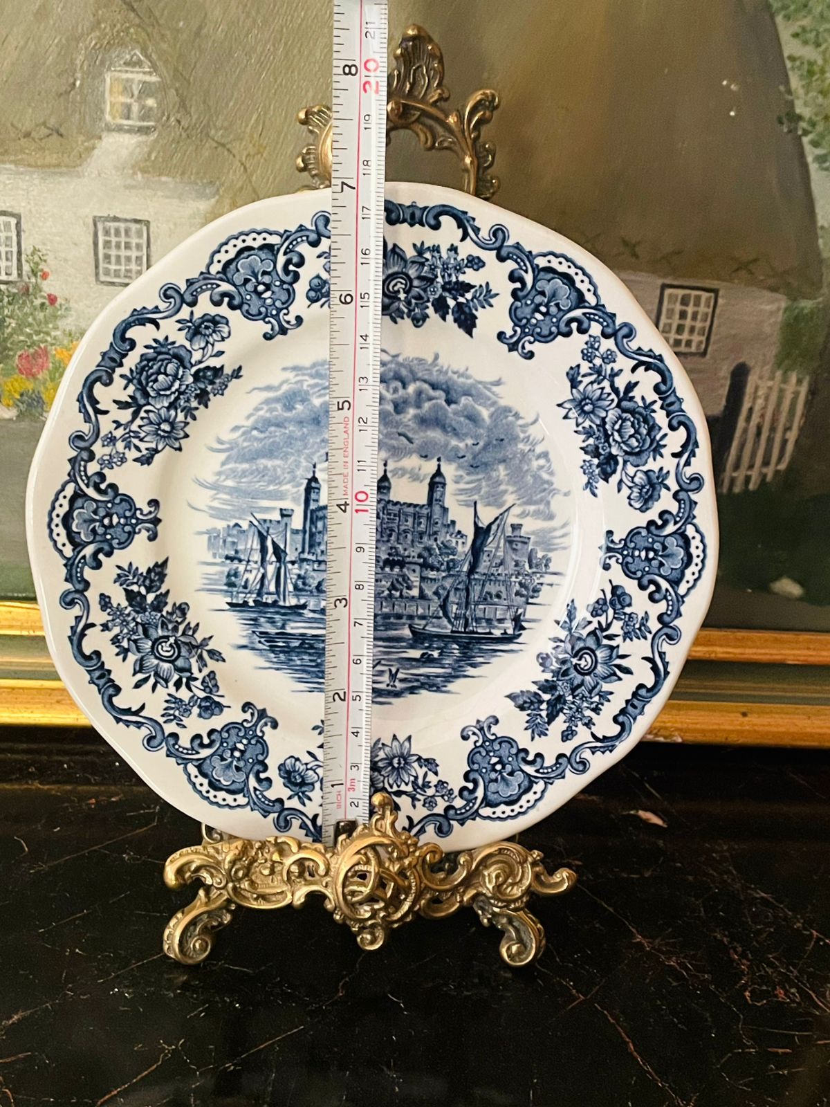 Enoch Wedgwood “Royal Homes of Britain” Windsor Castle Plate – Vintage Blue & White plate England 7 inch