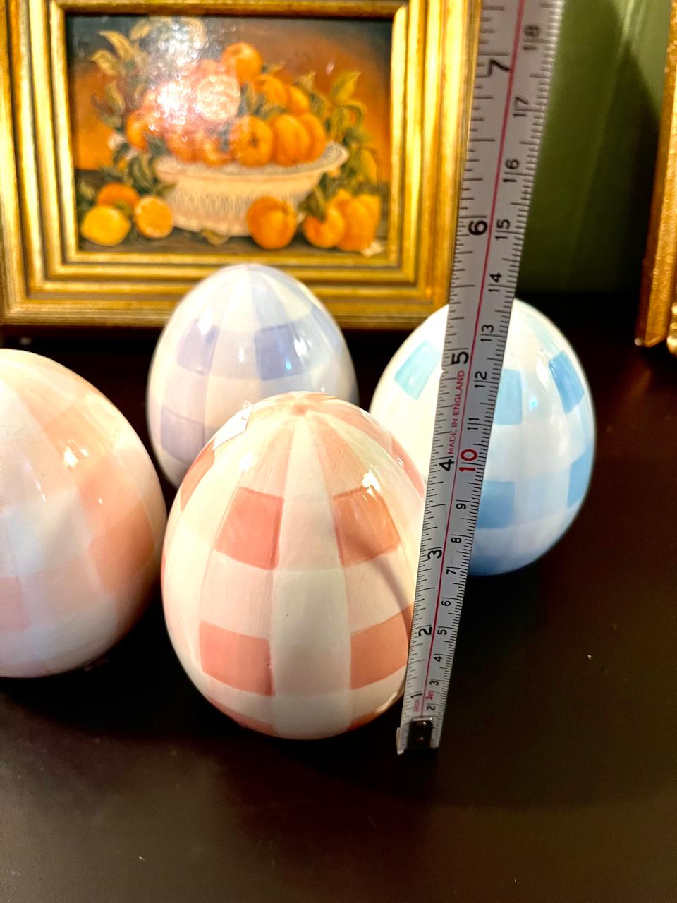 Set of 4 Pastel Ceramic Decorative Eggs 5 Inch – Easter Home Décor