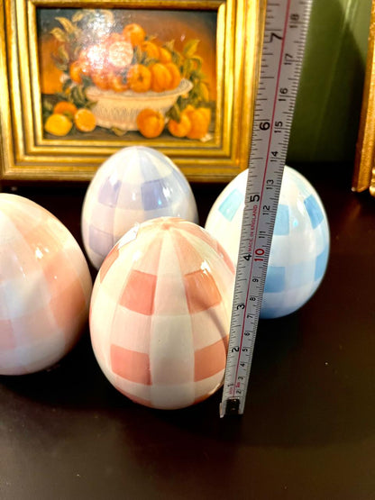 Set of 4 Pastel Ceramic Decorative Eggs 5 Inch – Easter Home Décor