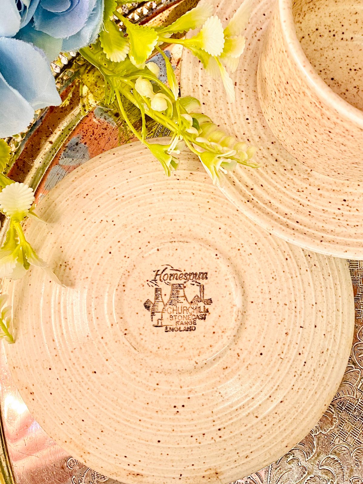 Churchill Stonecast Homespun  Cups & Saucers  Set of 4 Vintage