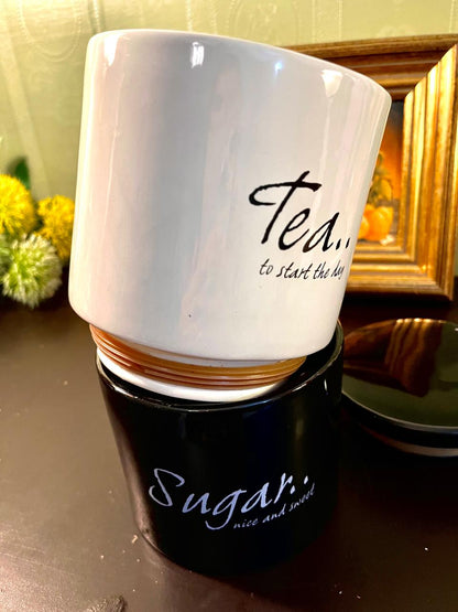 Black & White Ceramic Tea and Sugar Canister Set – Air Tight