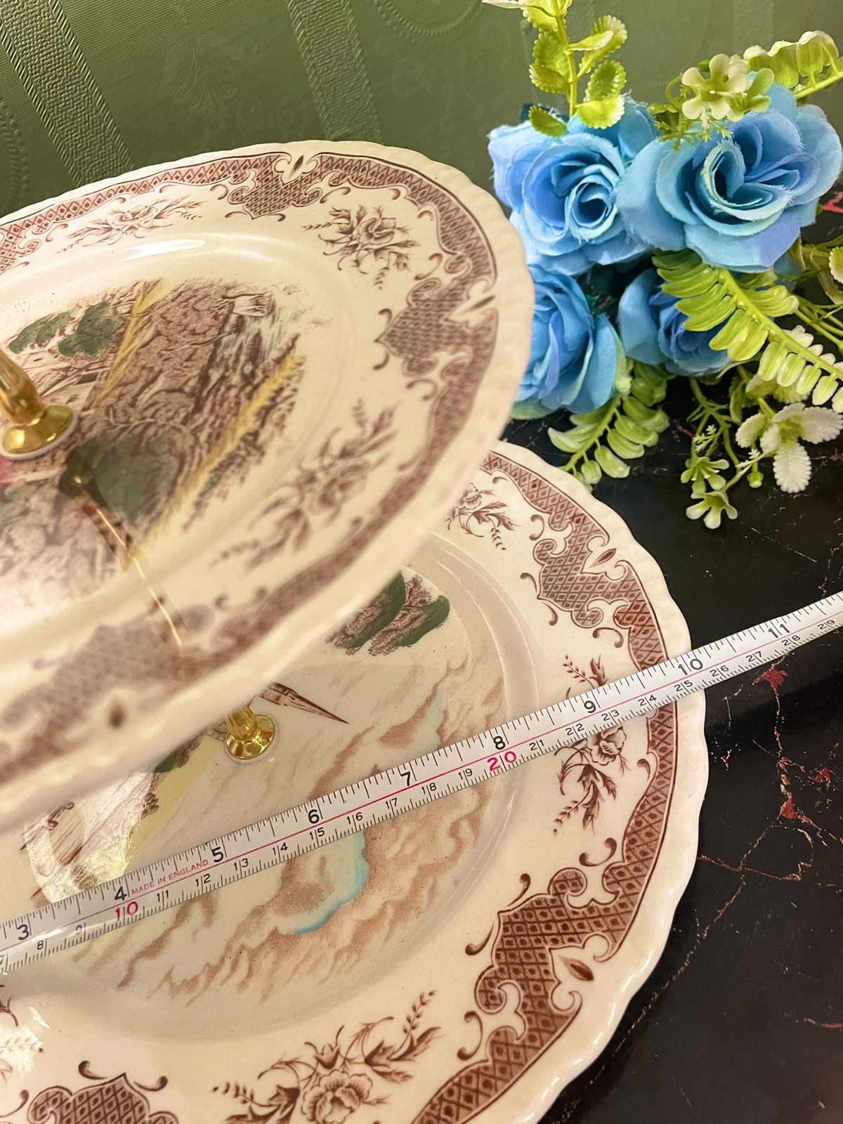 Vintage 3-Tier English Transferware Cake Stand