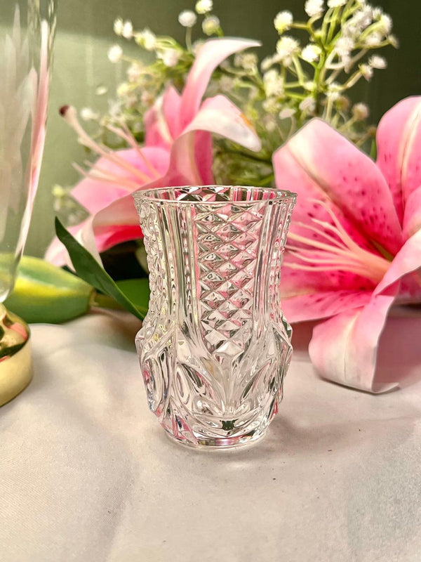Clear Crystal Geometric Mini Vase – Approx. 3.5 Inch
