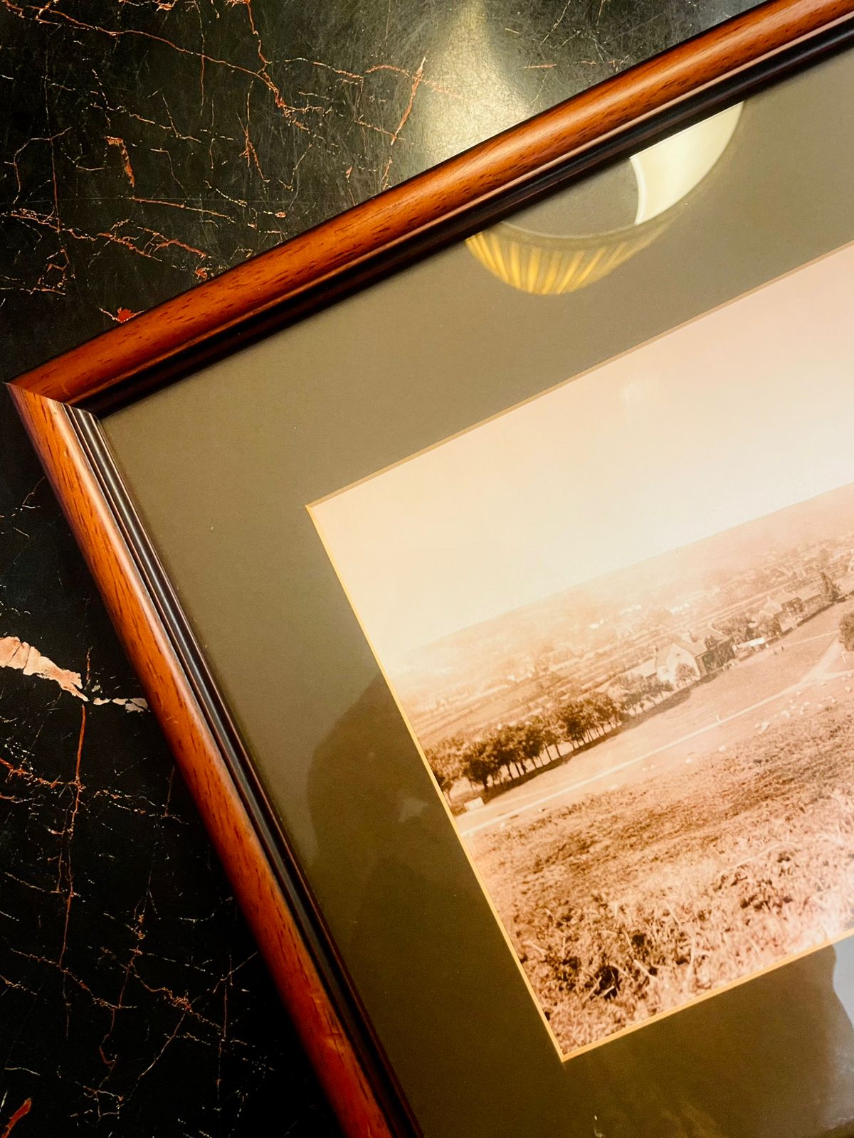 Vintage Sepia Landscape Framed Art Frame Water color Painting