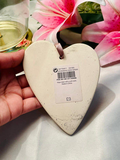 Cream Heart Hanging Plaque – 4 Inch